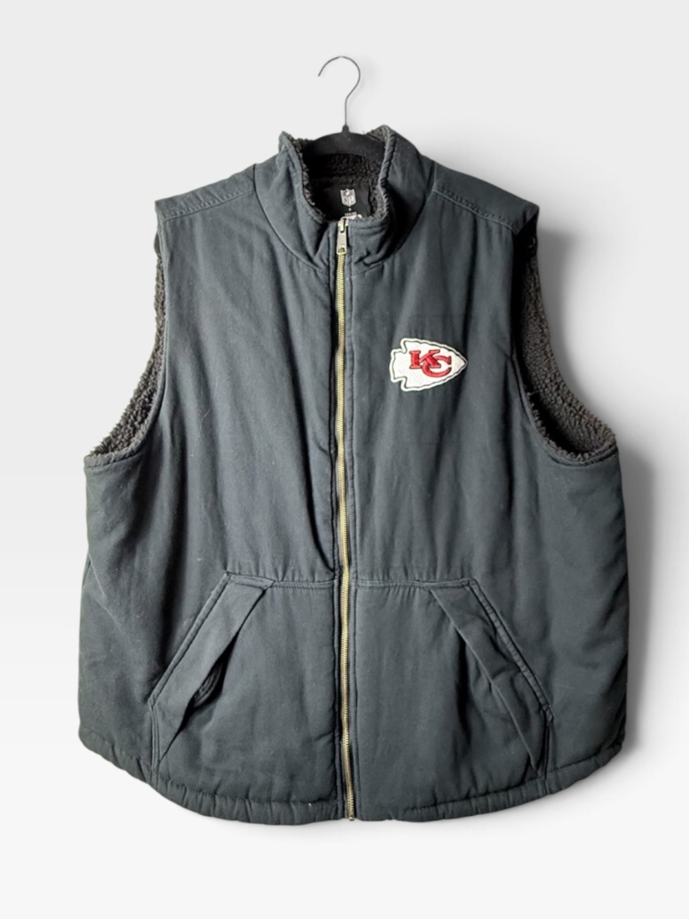 NFL Darius Rucker Kansas City Black Vest Men's Size L Black Sherpa Fall